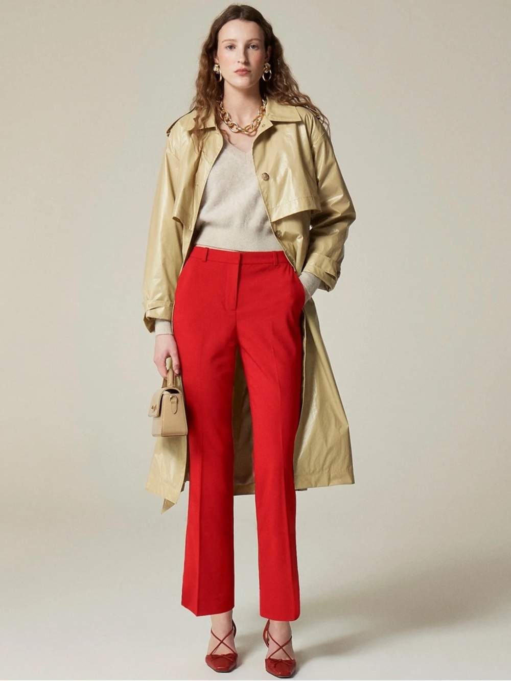 J. Crew Red Tailored Straight-Leg Pants